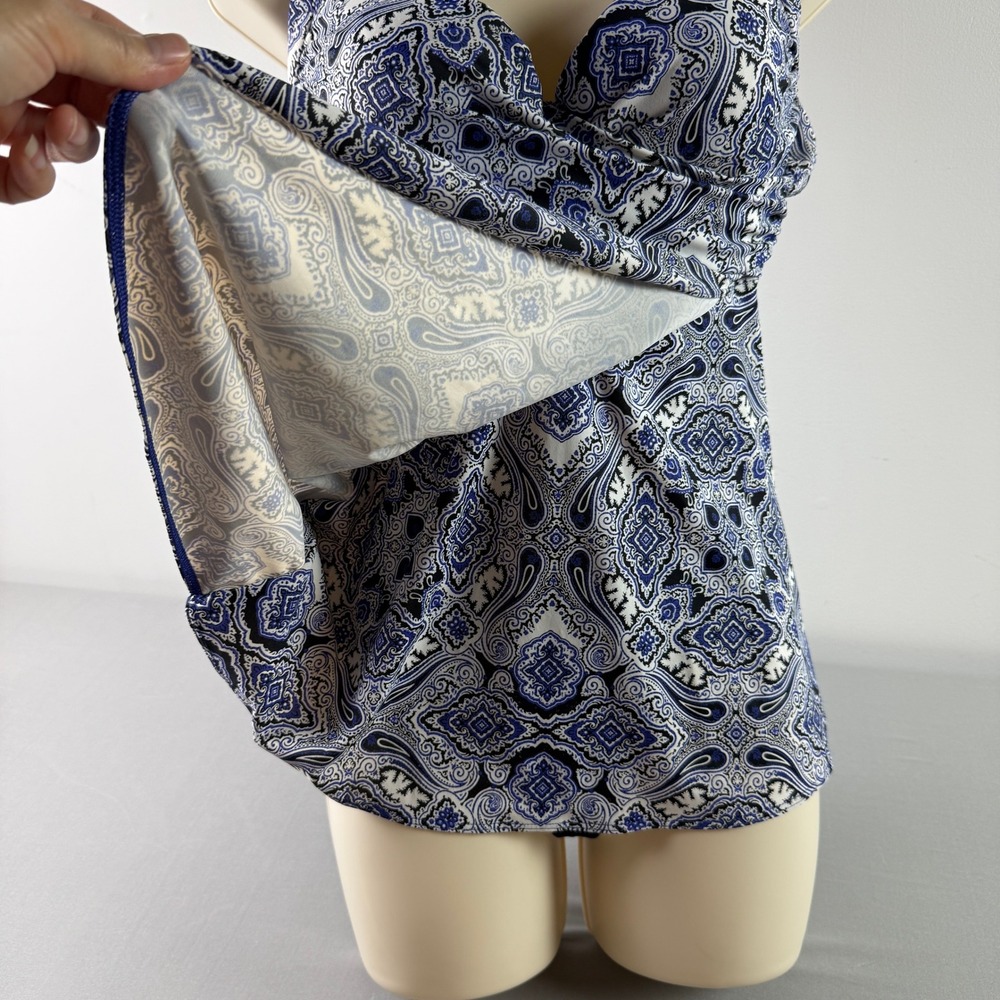 Soma Intimates Blue Paisley Underwire Tankini Swim Top Womens 34DD Medallion - Picture 15 of 16